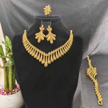 5pcs Middle Eastern Bridal Jewelry Set Necklace Earrings Ring Bracelet Accessory
