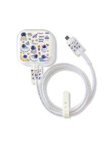 5pcs/Set Astronaut & Planet Graphic Protector Covers Compatible With Apple 20W UK Plug Charger & Data Cable Nan Cable Protector Charger Accessories Phone Accessories - Multicolor - View 11