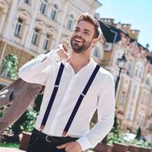 Men Braces For Trousers With 4 Strong Metal Clips, Y-Back 2cm Wide Heavy Duty Adjustable Elastic Suspenders For Men & Women