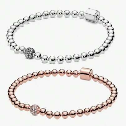 Nuevo diseño de pulsera de pareja con hueso de serpiente y perla, apropiada para DIY de plata de ley 925, joyería elegante y de moda para mujeres, ideal para regalo de cumpleaños y boda