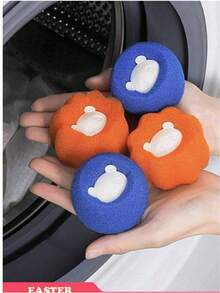 10 个熊形宠物洗衣海绵球，去除宠物毛发，用于洗衣，减少皱纹和纱线碎片，可重复使用的烘干球，宠物清洁工具，颜色随机。