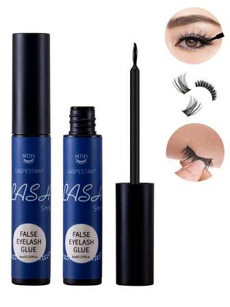 1支装睫毛胶，超强持久假睫毛胶水，黑色睫毛膏，持妆72小时，不刺激，防水，适用于条状假睫毛和簇状假睫毛，延长型粘性睫毛膏，专业无乳胶，适合敏感眼部，居家化妆（黑色 6ml）