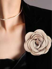 1pc Versatile Fashion New Multilayer 9cm Big Flower Fabric Brooch For Women, Suitable For Clothing, Scarf, Hat Decoration, Daily Wear & Party - Camellia Flower Brooch - View 4