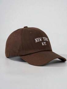 1 pieza Gorra de visera unisex negra gruesa con bordado de New York NY, protección solar para exteriores, gorra de béisbol casual de moda