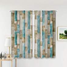 2pcs/Set Nordic Style Simple Wood Pattern Door Curtain, Lightweight And Ventilated, Suitable For Cozy Bedrooms, Chic Offices, Fashionable Kitchens, Warm Living Rooms, And Peaceful Study Rooms