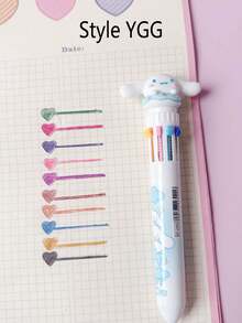 Sanrio 1/6支装 按压式十色圆珠笔 卡通可爱库洛米多色凝胶笔 旋律文具 可爱书写笔 返校学习用品（部分笔款随机发货）