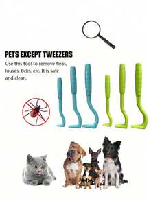 3PCS Pet Flea Removal Tool Set, Pet Tick Extractor, Tick Hook, Flea Catcher, Flea Comb, Insecticide, Tick Clip, Hook - Multicolor - View 7