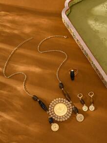 New Women's Necklace, Earrings, Ring, And Jewelry Set, With A Bohemian Style And A Crush Series, Suitable For Daily Wear And Holiday Gifts