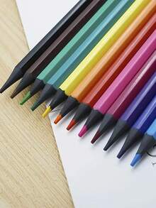12 支油性彩色铅笔套装，学生和儿童绘画和着色铅笔，返校礼物 - 彩色 - 查看 3