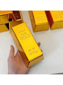 1 pièce Barre d'or factice Brique dorée créative Lingot d'or creux simulé Accessoire de film Cadeau de plaisanterie original Élément décoratif pour fête Jouet