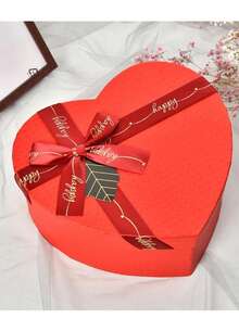 新款蝴蝶结丝带礼盒心形红色包装纸盒带盖礼品盒婚礼情人节圣诞礼物盒 - 彩色 - 查看 12