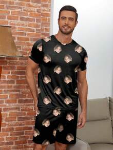 Printstory Customized Men's Suit Set, Personalized With Pet, Character Or Portrait Designs, Ideal For Holiday/Friend Gifts, Dawg, Colorful, Cute, Adorable, Contracted, Funny, Custom, Unique, Customized, Personalized, Ideal Gifts For Him, Ideal Gifts For Her, Boyfriend, Girlfriend, Family, Friends, Her - Multicolor - View 4