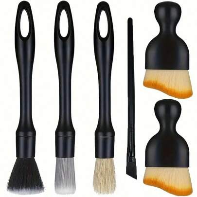 5-delars set med bilrengöringsborstar - Ultramjuka borstverktyg för rengöring av bilinteriör, dammborttagningsborstar för fordonsrengöring och underhåll, plastmaterial