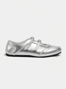 2025春季新款复古红色百搭魔术贴玛丽珍鞋，圆头平底休闲女鞋【尺码偏小，请参考尺码表】，芭蕾平底鞋