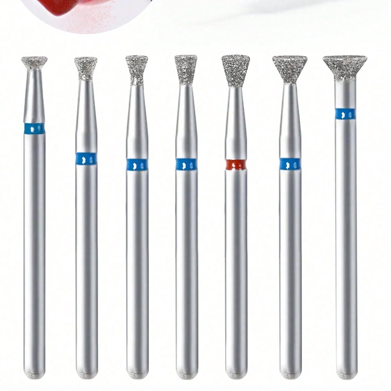 NotNoot 7pcs Professional Safety Diamond Nail Drill Bit Set, 3/32 Inch Carbide Cuticle Bits For Electric Manicure And Pedicure, 7 Pieces