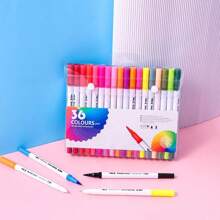 12pcs24pcs36pcs48pcscolor Brushes, Markers, Water-Based Dual Head Watercolor Pens, Color Washable Soft Head Pen Set, Both Heads Can Be Used, Water-Based Marker Pen Set Available For Selection, Holiday Gifts, Christmas Gifts