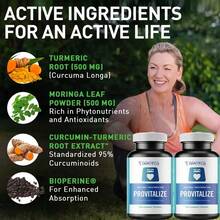 Provitalize | Women's Probiotics, Menopause | Joint Support, Digestive Health | Contains Curcumin, Moringa Astragalus, And Lactobacillus Probiotics In A Bottle Of 60 Capsules, Supplied For 30 Days - 1Pc(Thử nghiệm) - Xem 2