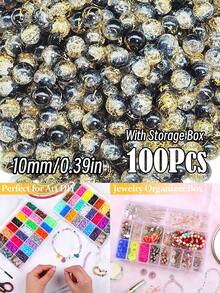 闪亮裂纹玻璃珠，破裂效果，尺寸为 10 毫米/0.39 英寸和 8 毫米/0.31 英寸。多色圆形珠子，用于 DIY 珠宝、手链、项链、耳环和手工艺品制作。