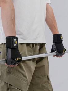 GOUNOD Half Finger Exercise Gloves With Widen & Lengthen Wrist Wrap Sweat-Wicking Training Gloves With Pull Ring Quickly Take Off Design Gym Sport Fitness Gloves. - Multicolor - View 9