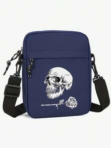 这款时尚黑色牛津布单肩包，配有可调节肩带，大容量休闲斜挎手机包，适合男士使用，饰有骷髅和玫瑰印花，是情人节、万圣节旅行者的理想礼物，也可作为帆布手提包、相机包、万圣节配饰、侧包或旅行包使用。 - 彩色 - 查看 29