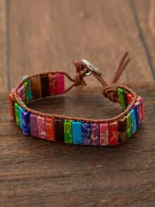 1件复古波西米亚风手工串珠手链，男士，色彩缤纷的波西米亚风人造首饰，适合日常佩戴和圣诞礼物，四季皆宜的配饰 - 手繩 - 查看 15