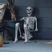 36 Inch Realistic Halloween Skeleton With Fully Posable Joints, Perfect For Indoor, Outdoor, Garden, Home Party, Cemetery And Haunted House Prop Decoration - Multicolor - View 6