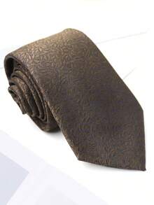 1 件男士休闲咖啡棕色花卉植物图案手工领带，适合商务、日常穿着、街头、派对搭配男士领带 - 彩色 - 查看 5