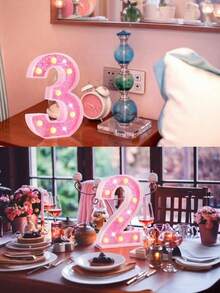 1 pezzo Lettera luminosa a LED rosa brillante, luce notturna a batteria con alfabeto inglese e numeri, luce calda, ottima per proposte, decorazioni per matrimoni, regali di Natale, camere da letto di ragazze, hotel, feste, decorazione di ristoranti, compleanni, matrimoni e Natale