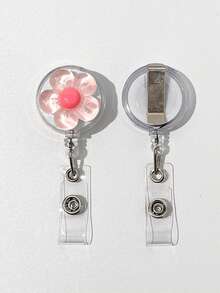 Cute And Multi-Colored Flower Pattern Telescopic Clip, Automatic Rebound Clip, Suitable For Students, Doctors, Nurses, Occupations, Work ID Cards, Campus Cards, Name Tags, Certificates, Card Cases, As Gifts For Friends, Colleagues, Couples, And Classmates On Festivals - Multicolor - View 15