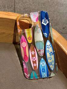 Funda para teléfono 1 pieza Impresión de tabla de surf de flores Compatible con 16/11/12/13/14/15/15pro/15 Plus/15 Promax/ X/Xs/ 11pro/12pro/13pro/14pro/ 11promax/ 12promax/ 13promax/14promax/1 4plus/16Pro /16plus /16promax S22/S23/S24 - Multicolor - Ver 3