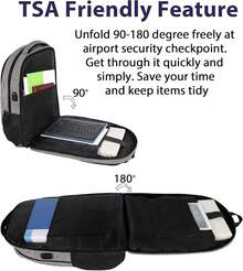 Mochila para Laptop Viaje de 17 Pulgadas, Grande 30L Resistente al Agua para Hombre y Mujer, con Puerto USB y Múltiples Bolsillos, Regalo de Graduación Oficina Negocios Avión, Negro - gris - Ver 4