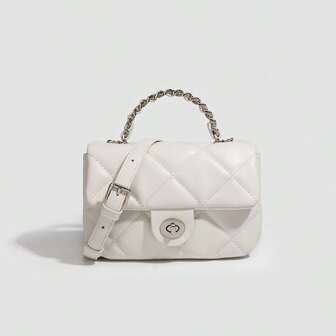 2025新款女士高端手提包时尚菱格单肩包百搭通勤小方斜挎包