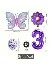 1Set, Butterfly Number Balloons Set, Birthday Party Decorations, Photo Prop Decor, Anniversary Decor, Atmosphere Background Layout, Celebration Decor, Indoor Decor, Theme Event Decor, Party Decor Supplies