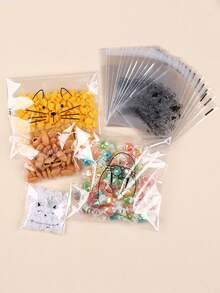 100 bolsas de sándwich reutilizables y transparentes - Almacenamiento de alimentos, sellado al vacío, organización de cocina - Emoticono de gato - Ver 8