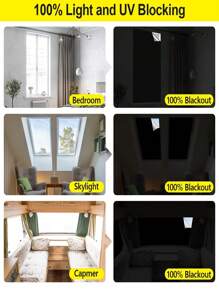Rideau d'obscurité pour fenêtre de toit, rideau anti-UV, rideau d'obscurité temporaire, nouveau rideau d'obscurité à 100%, panneau d'obscurité totale, tissu d'obscurité portable, convient pour la chambre, la fenêtre de voiture, l'obscurité, installation simple, peut être coupé selon sa propre taille