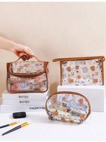 1个装水豚透明化妆包初中生文具铅笔袋超吸睛卡通包 - 彩色 - 查看 1