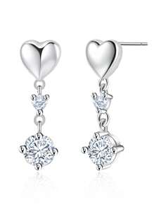 1 par de pendientes tipo mariposa hipoalergénicos con circonita cúbica en forma de corazón, diseño delicado y minimalista, ideal para uso diario, regalo de cumpleaños