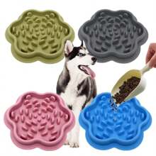 1pc Pet Silicone Slow Feeder Bowl, Anti-Choke Anti-Vomiting Dry And Wet Food Silicone Dish, Floral Shaped - Multicolor - View 1