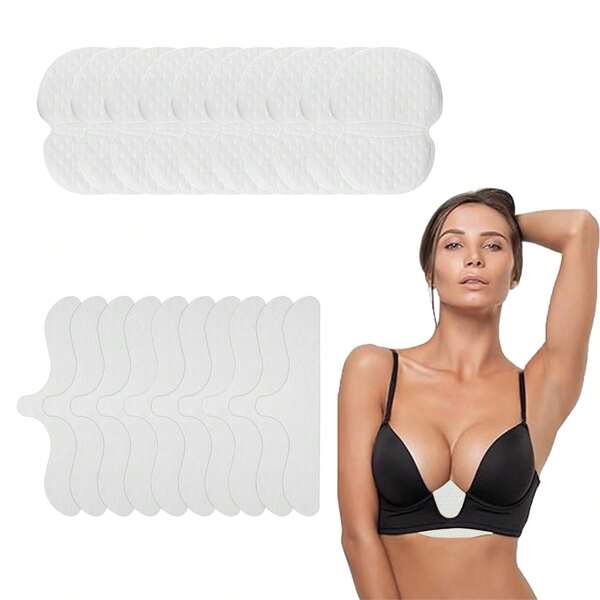 20PCS/40PCS Upgraded Disposable Armpit Sweat Pads And Bra Liners Provide Ultimate Comfort And Confidence For People Who Sweat Excessively Under Their Arms And Breasts. Odorless, Invisible, Breathable, Seamlessly Integrated With Clothing