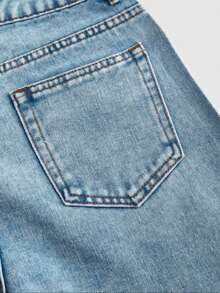 Women's Wide Leg Flare Jeans With High Waist Bag With Glitter Simple Casual Pocket Button Zipper - Màu xanh lam - Xem 3