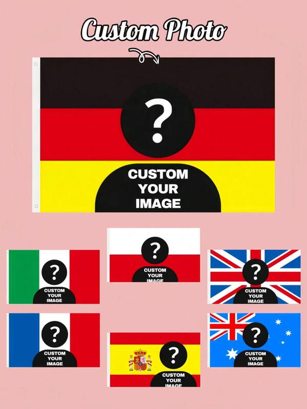 1 stuk aangepaste Duitse, Franse, Spaanse, Britse, Italiaanse, Poolse, Australische vlag Aangepaste buitenvlag Voeg uw eigen afbeelding toe Tekst Home Binnen- en buitenvlag, multifunctioneel, duurzaam, schimmelwerend, decoratief, prachtig, stijlvol, hoge kwaliteit, schattig, modern, geschikt voor Moederdag, Halloween, Kerstmis, Pasen, bruiloften, Vaderdag