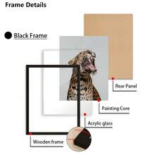 1 pieza, foto personalizada, marco de madera y plexiglás pulido, una imagen de un leopardo sonriendo es muy interesante, póster de arte impreso en lienzo personalizado, perfecto para familias, parejas, recuerdos de mascotas y un regalo perfecto para aniversarios