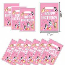 Bluey 粉色布鲁伊生日派对装饰粉色卡通狗派对用品纸盘纸巾纸杯桌布糖果盒