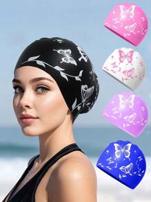 1pc Women Waterproof Non-Slip Large Size Swimming Cap, Suitable For Long Hair Adults, Swimming Equipment