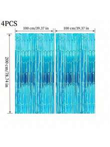 4 包铝箔窗帘背景银色金属丝箔流苏窗帘照片亭道具适用于生日婚礼订婚育儿室装饰婴儿洗礼单身派对圣诞节节日庆祝派对装饰、母亲节毕业季装饰、生日、单身派对、准新郎派对装饰 - 4 包 - 銀色 - 查看 35