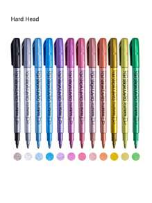 12pcs Metallic Pens - Gold, Silver And Copper, Suitable For Crafts, Signatures And Art Projects, Markers, Signature Pens, Paintbrushes, School Supplies, Back To School Stationery