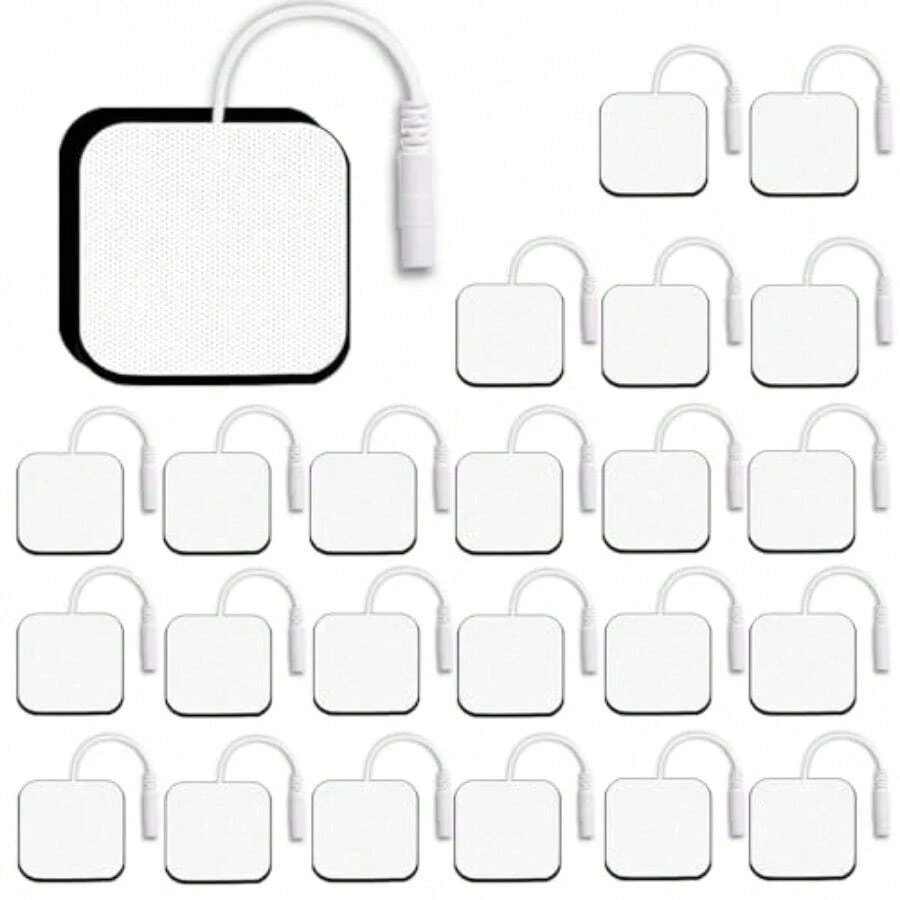 GEOXS24PCS TENS Unit Replacement Pads 2X2 Latex Free Electrodes Compatible With TENS Machine Use 2mm Pin Connector Lead Wires Such As AUVON TENS TENS 7000 Etekcity Nicwell Care Tenszs3li - White - View 1