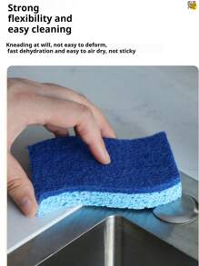 Blue S-Shaped Wood Pulp Sponge Scouring Pad Decontamination Absorbent Cleaning Wood Pulp Sponge Cellulose Dishwashing Sponge