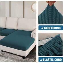 2025 New Sectional Couch Covers 8 Pieces Stretch Sofa Covers Sectional Sofa Set Separate L Shaped Couch Cover Both Left/Right Couch (And Back: 1 Chaise + 3 Sofa, Ivory), Modern Comfortable Sofa Covers - 深青色 - 查看 6