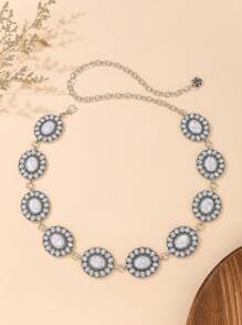 1 Peça Corrente de Cintura Vintage de Metal Texturizado com Gravura Floral Feminina de Plus Size, Combina Bem com Denim Cowboy, Adequado para Primavera, Verão, Outono e Inverno